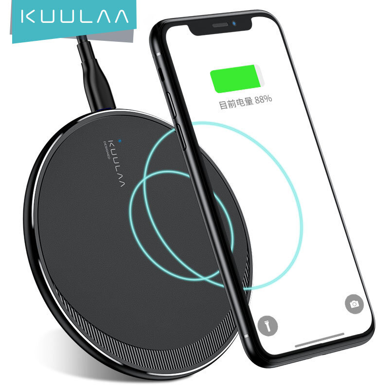 KUULAA Qi 무선 충전기 아이폰 13 12 11 프로 8 X XR XSMax 10W 빠른 무선 충전 삼성 S10 S9 S8 USB 충전기 패드