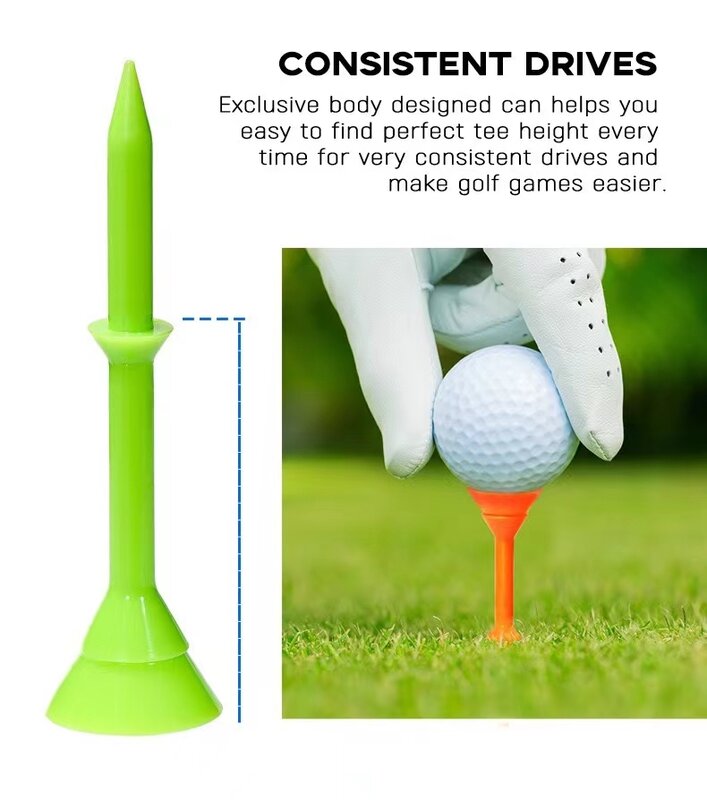 50 Buah Tee Golf Plastik Cup Besar 83Mm Yang Tidak Bisa Dipecahkan 3 1/4 Inci Mengurangi Gesekan Tee Spin Samping untuk Latihan Golf