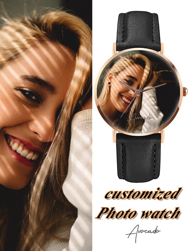 Reloj de pulsera de cuarzo con diseño personalizado, cronómetro informal con foto a la moda, regalo
