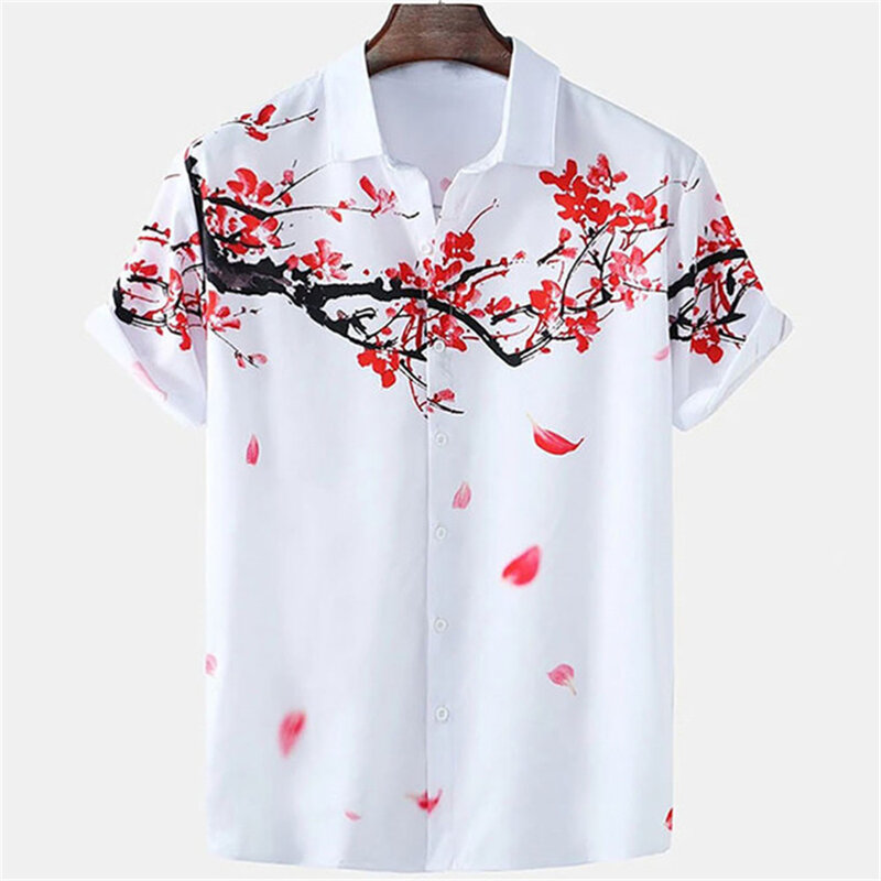 Гавайская рубашка с цветочным принтом, свободная дышащая мужская рубашка, Летняя мужская рубашка, уличные повседневные топы с коротким рукавом, 5xl, 2022