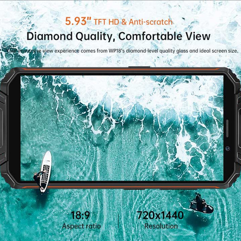 OUKITEL – Smartphone WP18, téléphone portable robuste, batterie de 12500mAh, écran HD de 5.93 pouces, processeur Helio A22 Quad Core, 4 go + 32 go, Android 11, 4G
