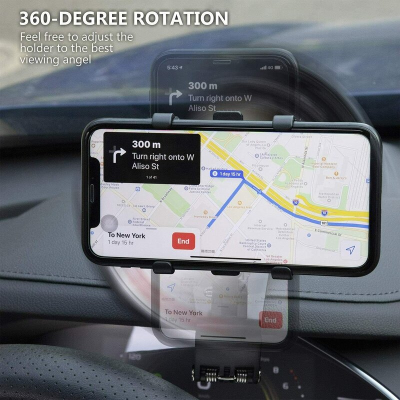 حامل جوال للسيارة للاستخدام العالمي 360 درجة الدورية حامل هاتف محمول على لوحة القيادة