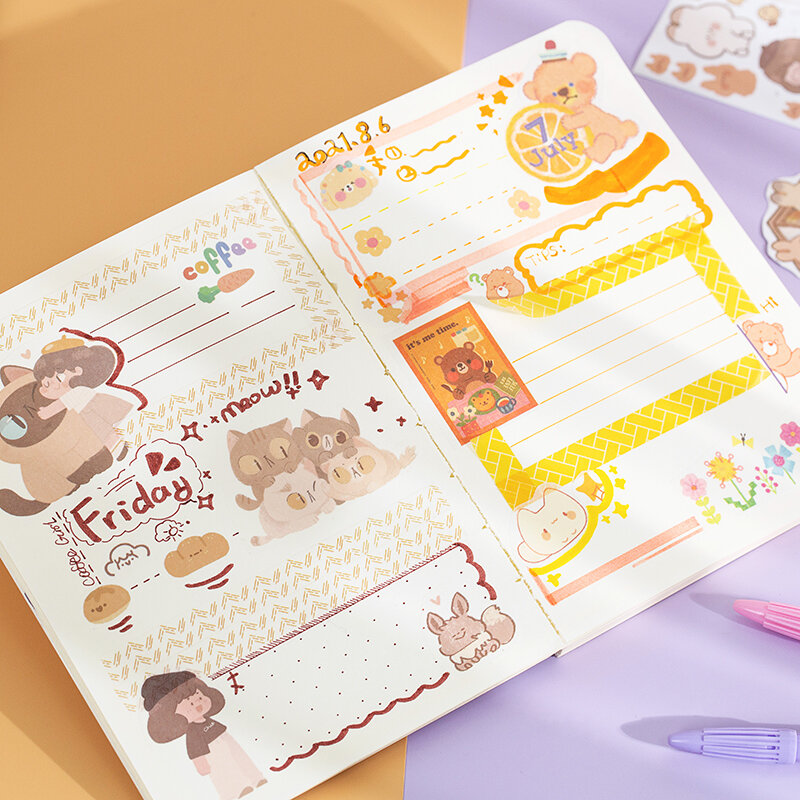 50 Sheets Leuke Meisje Hand Account Stickers Set Diy Decoratie Kawaii Hand Account Notebook Cup Patroon Stickers Briefpapier