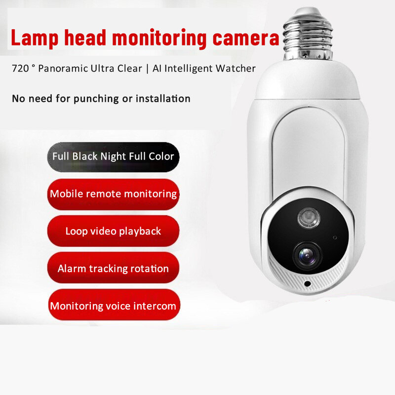 Beveiligingscamera Lamp Kopcamera Betrouwbare Hd Bewaking Beveiligingscamera 1 Stuk 1080P Draadloze Camera Smart Home Camera