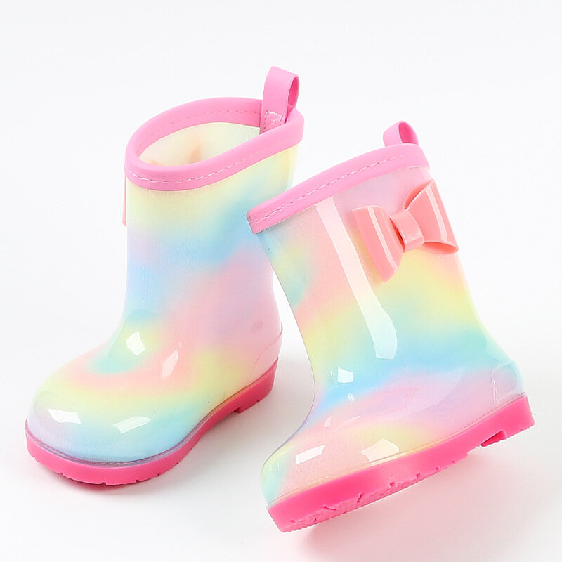 Scarpe da acqua per bambini arcobaleno stivali in gomma per bambini in PVC moda stivali da pioggia per bambina carina stivali da acqua per bambini impermeabili per bambini