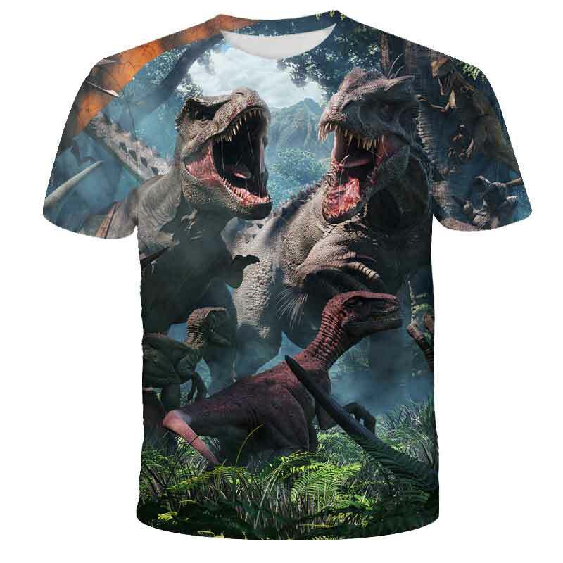 Летние футболки с мультипликационным динозавром 2022, детская одежда, футболки с коротким рукавом для мальчиков и девочек, детские футболки с 3D рисунком парка Юрского периода, одежда