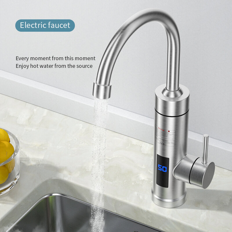 Electric Water Heater Instant Kitchen Faucet 110V 220V Stainless Steel Tankless Instant Heating Faucets Digital Display 3000W