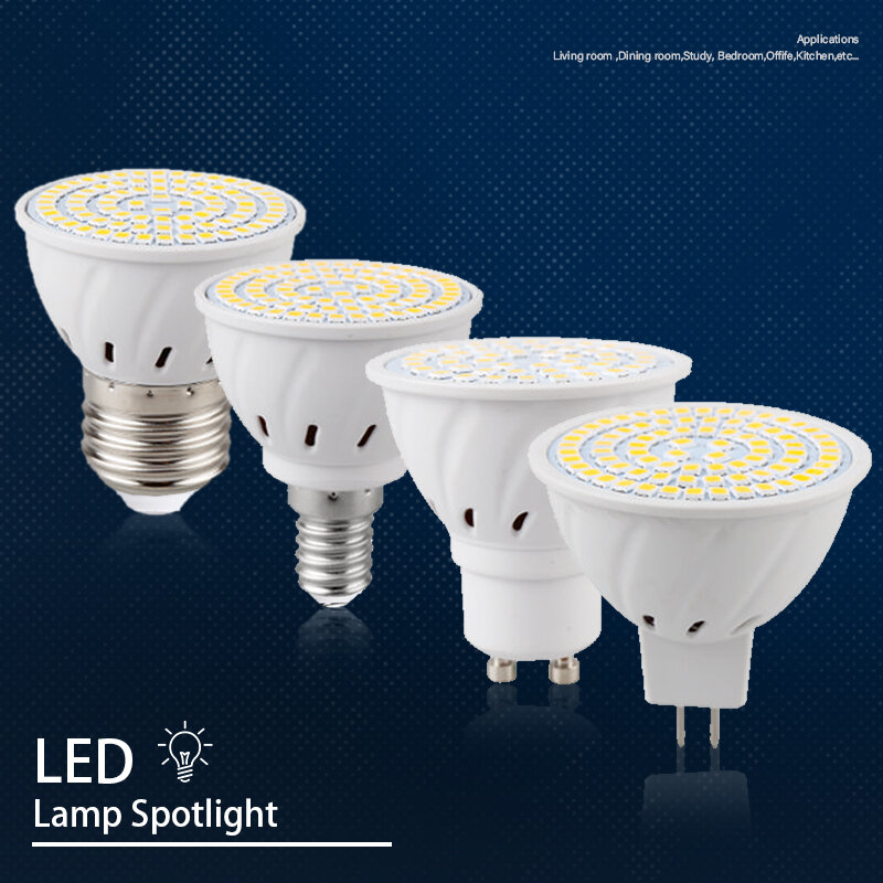 6 sztuk/partia żarówka LED E27 E14 MR16 GU10 48 60 80 LEDs Lampada LED Light 110V 220V Bombilla Spotlight oświetlenie zimny/ciepły biały lampa