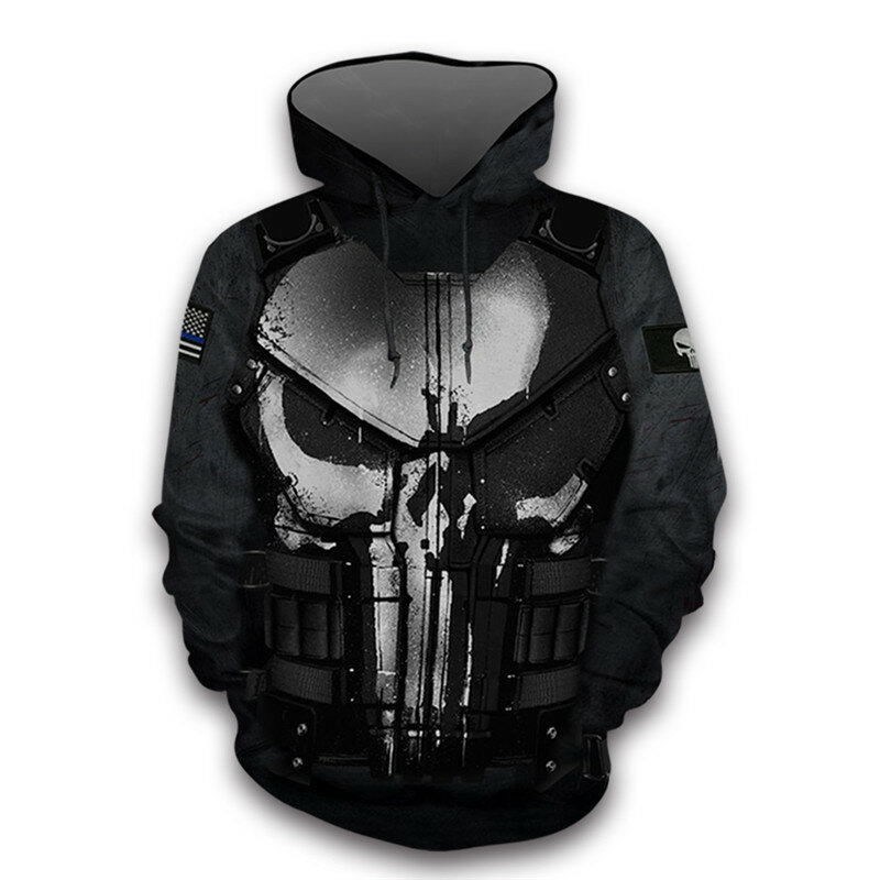 Punisher Hoodies Cosplay Costumes Punisher 3D printed zip-up hoodies 2019 cartoon hoodie jacket men women sport Sweatshirts