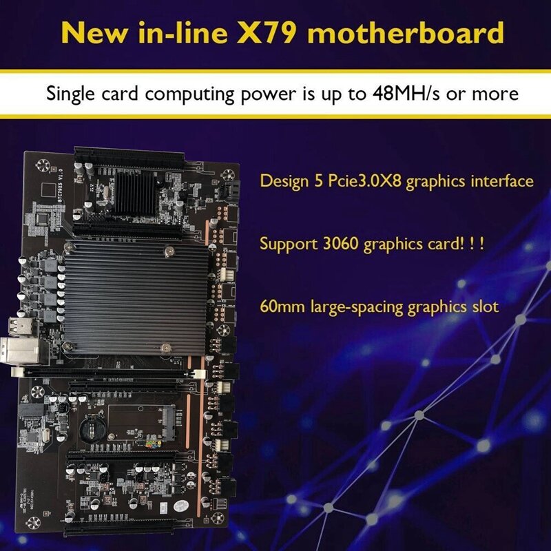 HOT-X79 H61 BTC Mining เมนบอร์ด E5-2620 2011 CPU + RECB 8G DDR3หน่วยความจำ + 120G SSD สนับสนุน3060 3080กราฟิกการ์ด