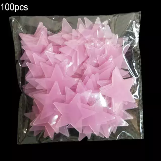100 Buah/70 Buah 3CM Stiker Dinding Bintang Bercahaya Neon Bercahaya 3D Kamar Tidur Anak-anak Langit-langit Rumah Tempat Gelap Stiker Dinding Bintang