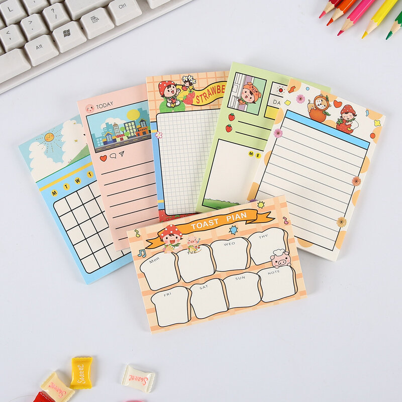 Korea Simple Creativity Cute Cartoon Message Memo Pad Student Color Notebook Guestbook Office Tag Stationery Planner Sticky Note