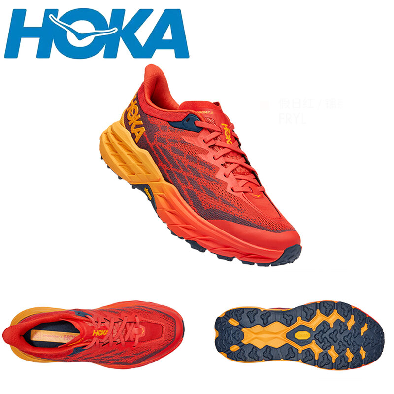 HOKA SPEEDGOAT 5 Mens กลางแจ้ง Trail รองเท้าลื่นเดินป่า Trekking รองเท้าผ้าใบผู้หญิง Ultra-Light-Skid แผนที่รองเท้า