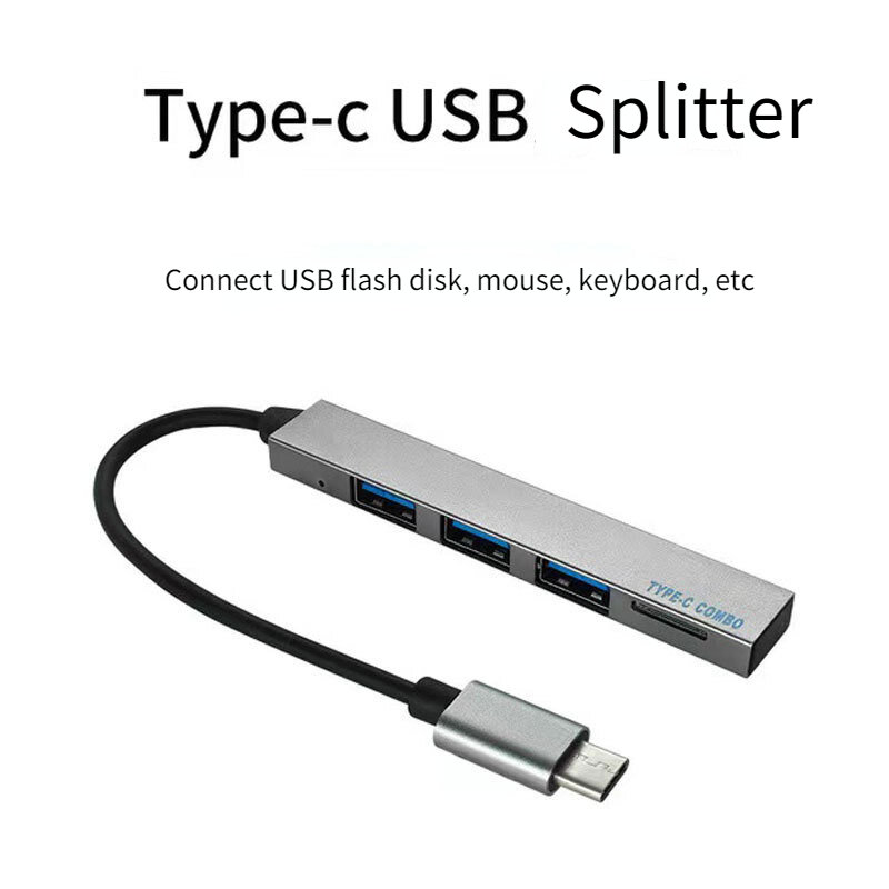 4Port USB 3.0 Hub USB Hub Kecepatan Tinggi Tipe C Splitter 5Gbps untuk PC Komputer Aksesori HUB Multiport 4Port USB2.0