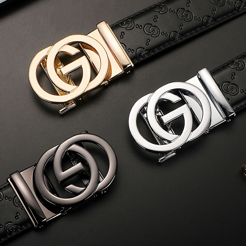 Cinturones de cuero genuino para hombre y mujer, hebilla automática de diseñador de marca de lujo, ancho de 3,4 cm, correa de cintura de alta calidad