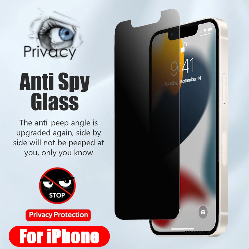 Vidro Temperado Anti Espião para iPhone, 14, 13, 12, 11 Pro Max, 13 Mini, 14, 8 Plus, X, XR, XS, SE, Protetor de Tela de Privacidade, 2022