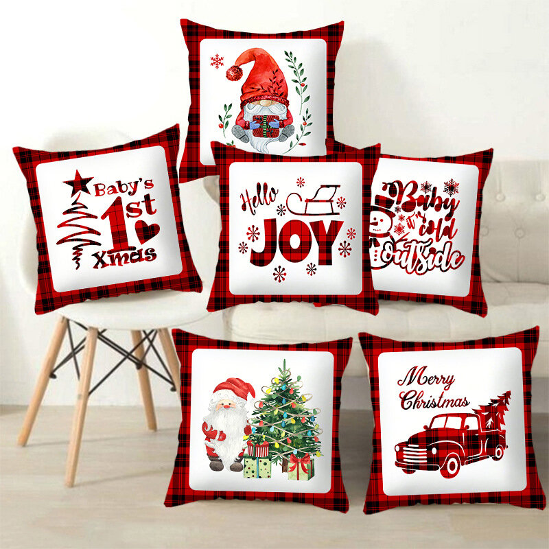 印刷されたクリスマスの枕カバー,家の装飾,ソファ,車のクッションカバー