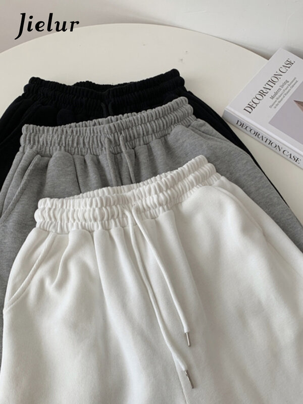Jielur – pantalon de sport décontracté pour femmes, jambes larges, taille haute, ample, léger, nouveau Style, printemps et automne, blanc