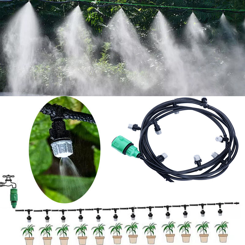 Outdoor Beschlagen Kühlsystem Nebel Sprinkler Düse Anlage Bewässerung Wasser Mister Düsen Set Garten Liefert Bewässerung Werkzeug
