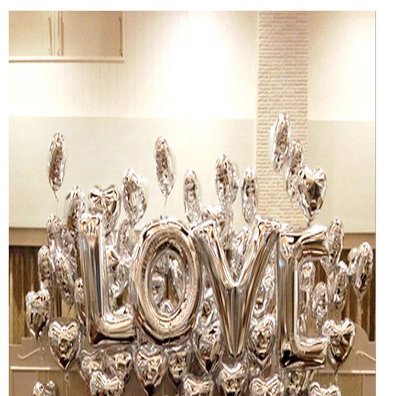 Grosir 32 "40 Inci Rose Gold Biru Pink Balon Huruf Pesta Ulang Tahun Pernikahan Aluminium Foil Balon Huruf Aluminium