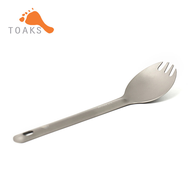 TOAKS-SLV-04 de titanio para pícnic al aire libre, cuchara de vajilla de doble uso para el hogar, 162mm, 12,5g