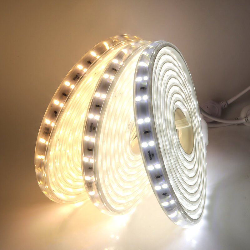 220V LED Strip Light Super Bright 2835 Double Row 120Leds/m Flexible LED Tape Waterproof Outdoor LED Ribbon for Home Decoration