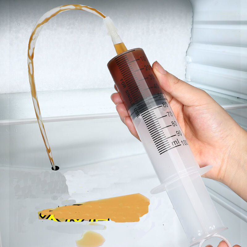 Refrigerator Drain Clean Brush Dredge Tool 1.5M Drain Hole Kit Wash Brush Suction Syringe Hose Fridge Cleaner Stick