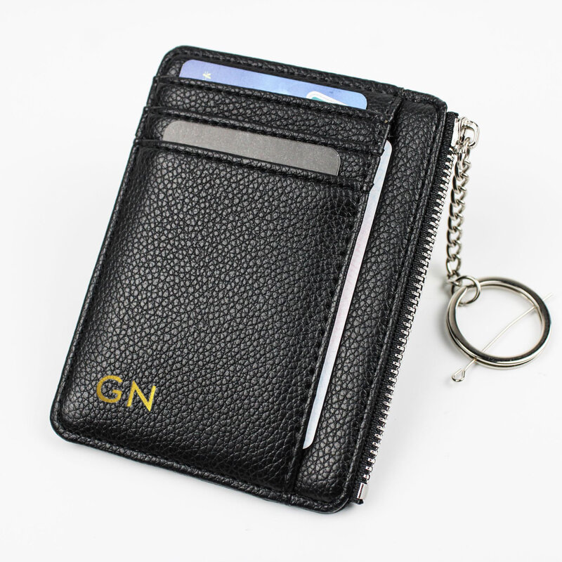 Portafoglio porta carte con cerniera personalizzato porta carte di credito in morbida pelle Pu Premium soldi nuova borsa minimalista con anello a catena