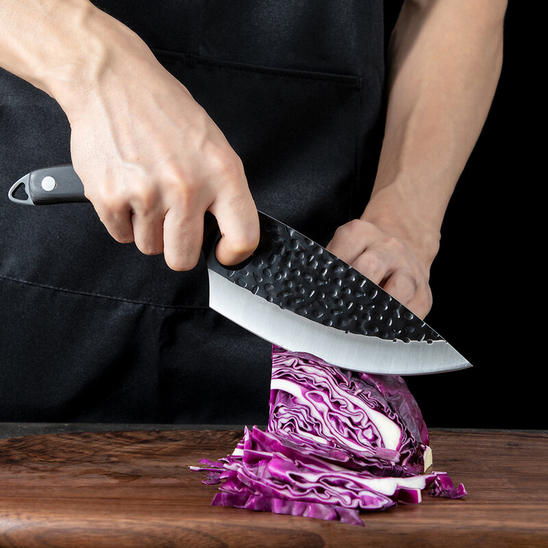 Forjada faca de desossa facas de cozinha artesanal aço carbono chef facas cutelo carne faca de pesca para caça acampamento churrasco