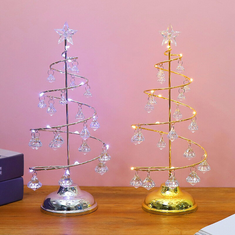 Luz de árbol de Navidad luminosa, luz de estrella de cristal de Navidad, linterna, accesorios de fiesta, suministros de decoración de chimenea para el hogar