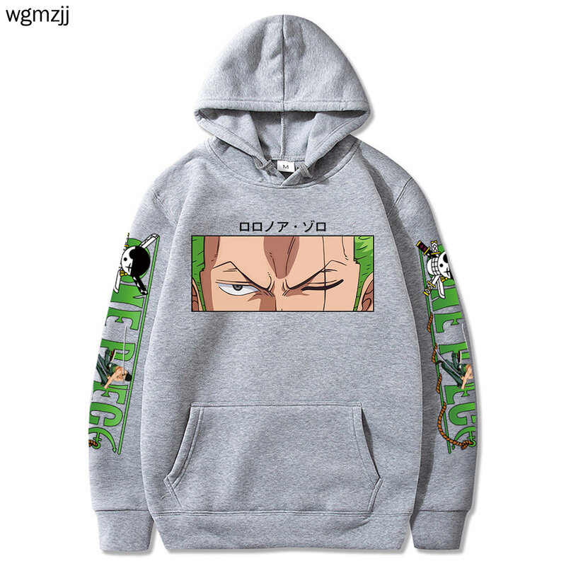 Anime One Piece Roronoa Zoro Hoodie Men/Women Pockets Streetwear Harajuku Oversized Sweatshirts Cosplay Hip Hop Winter Clothes