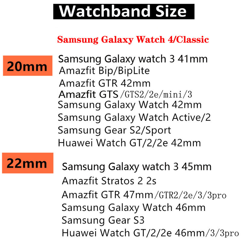 Correa de nailon para Samsung Galaxy watch 4, classic, 46mm, Active 2, Gear S3, amazfit, pulsera elástica ajustable, Huawei GT 2/3 Pro