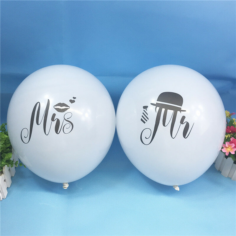 10Pcs Mr Mrs Latex Confetti Balloons Wedding Party Decor Engagement Bride Groom Bridal Shower Bachelorette Party Wedding Supplie