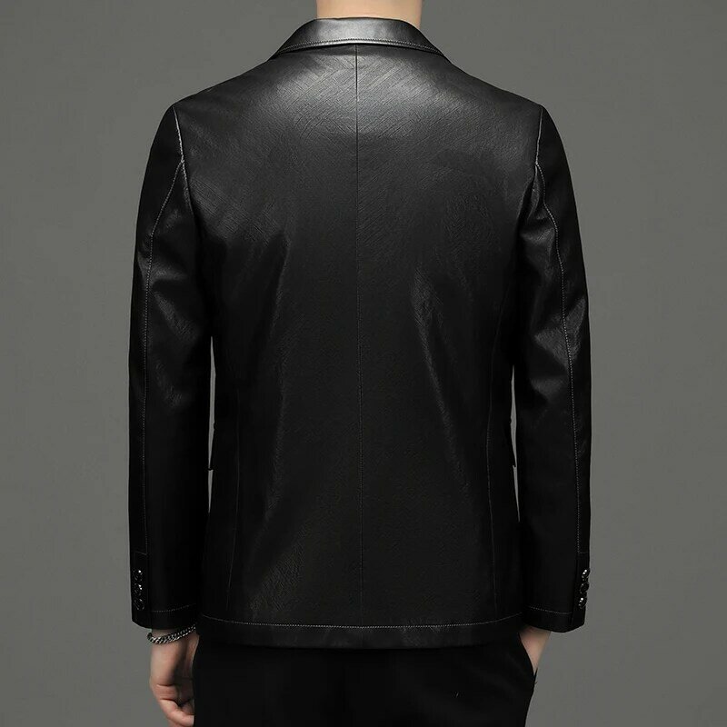 革のジャケットの男性のスーツの襟スリム革のスーツ2022新韓国スタイルカジュアルジャケット革ジャケット