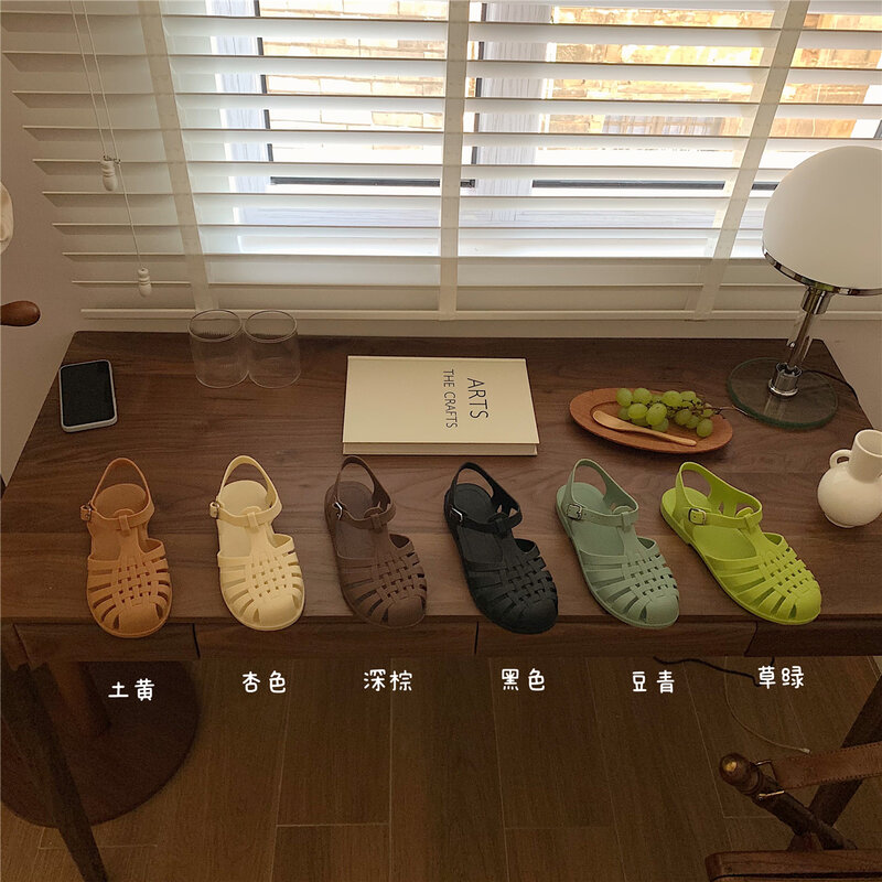 Sandales coréennes couleur gelée pour femmes, chaussures d'été à plateforme, talons légers, nouvelle collection 2022