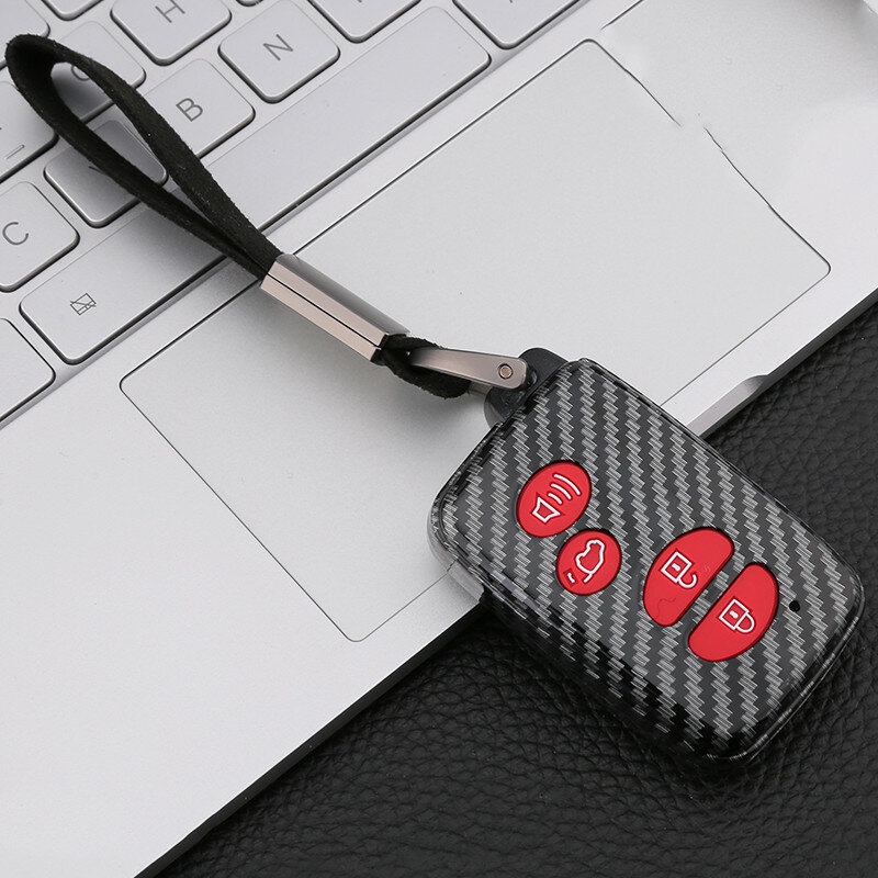 Car Key For Toyota Prius Land Cruiser Avalon Prado Keychain Covers Key Case Bag KeyChain Bag 4 Buttons Carbon fiber Accessories