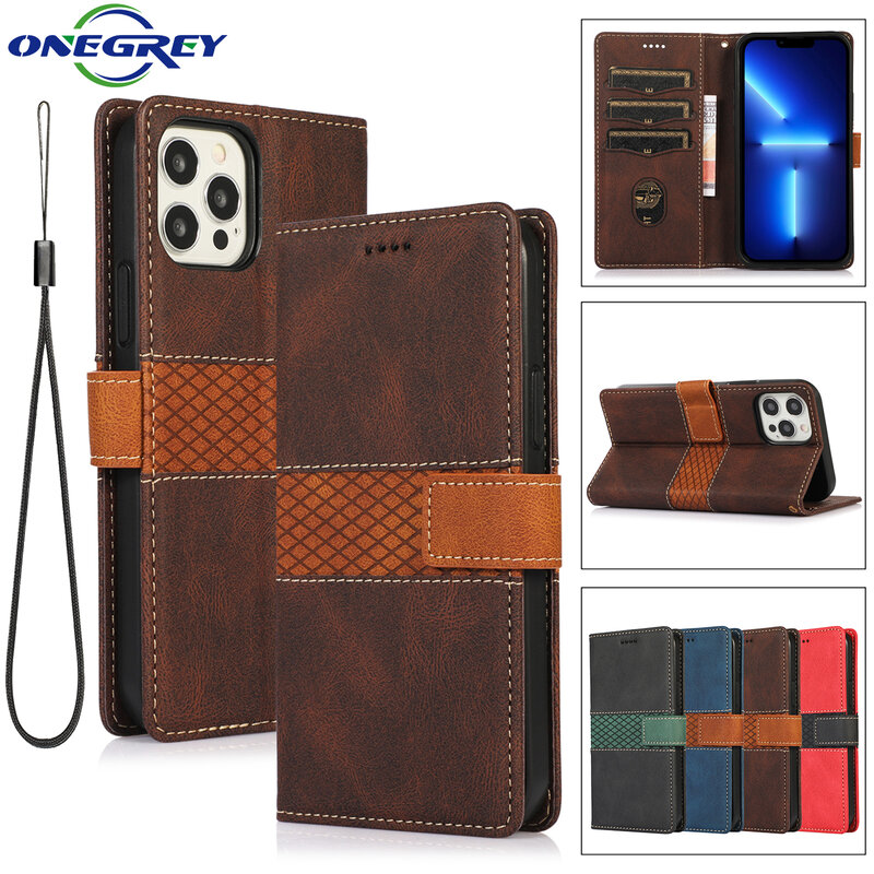 Leather Flip Phone Case For iPhone 14 13 12 Mini 11 Pro X XS Max XR 8 7 6 6S Plus SE 2020 2022 Wallet Magnetic Card Slots Cover