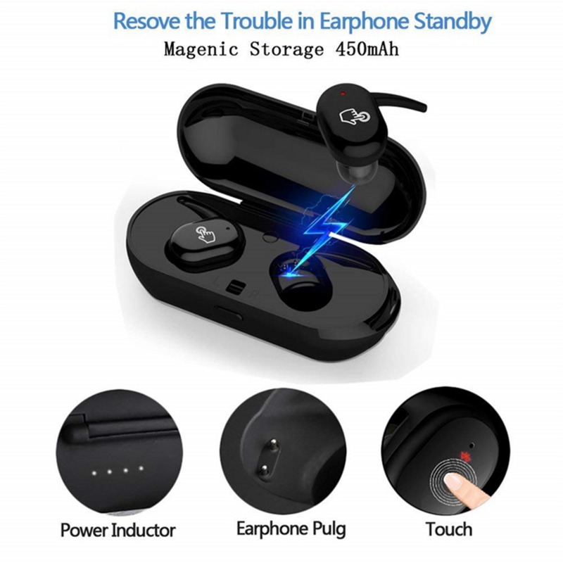 Bluetoothワイヤレスヘッドセット,スポーツイヤホン,タッチコントロール,防水,マイク付き,すべてのスマートフォン用