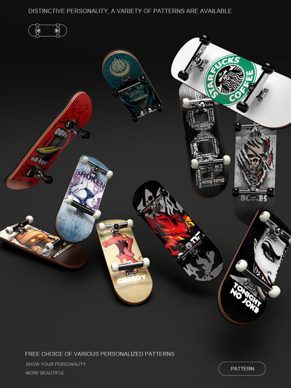 Mainan SkateBoard Jari Youpin Skateboard Jari Maple Kayu Mainan Fingerboard Menyenangkan Mainan Pelepas Tekanan Papan Jari Profesional
