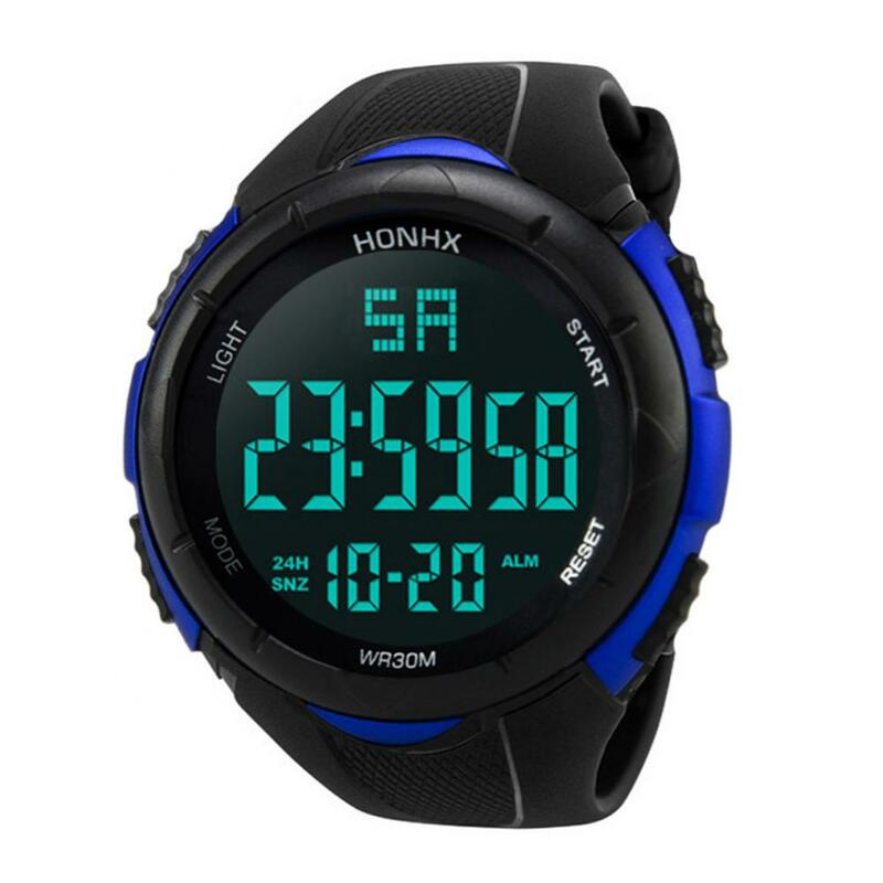 Reloj deportivo electrónico para hombre, cronómetro multifunción, pantalla grande, alarma de Fitness, pantalla de luz LED, Digital