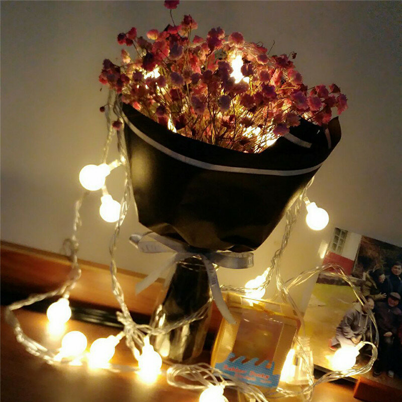 1.5 متر مصباح طاقة البطارية الكرة جارلاند أضواء الجنية سلسلة مقاوم للماء مصابيح خارجية عيد الميلاد عطلة مصابيح حفلات الزفاف ديكور