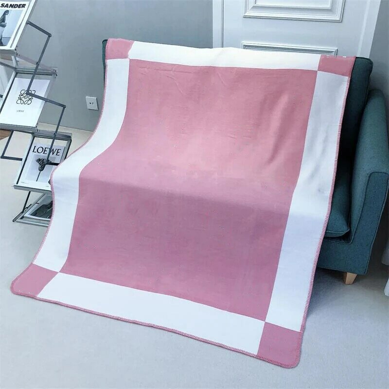 Selimut kotak-kotak H, selimut kasmir merek desainer untuk tempat tidur Sofa bulu rajutan wol selimut rumah kantor tidur siang syal portabel