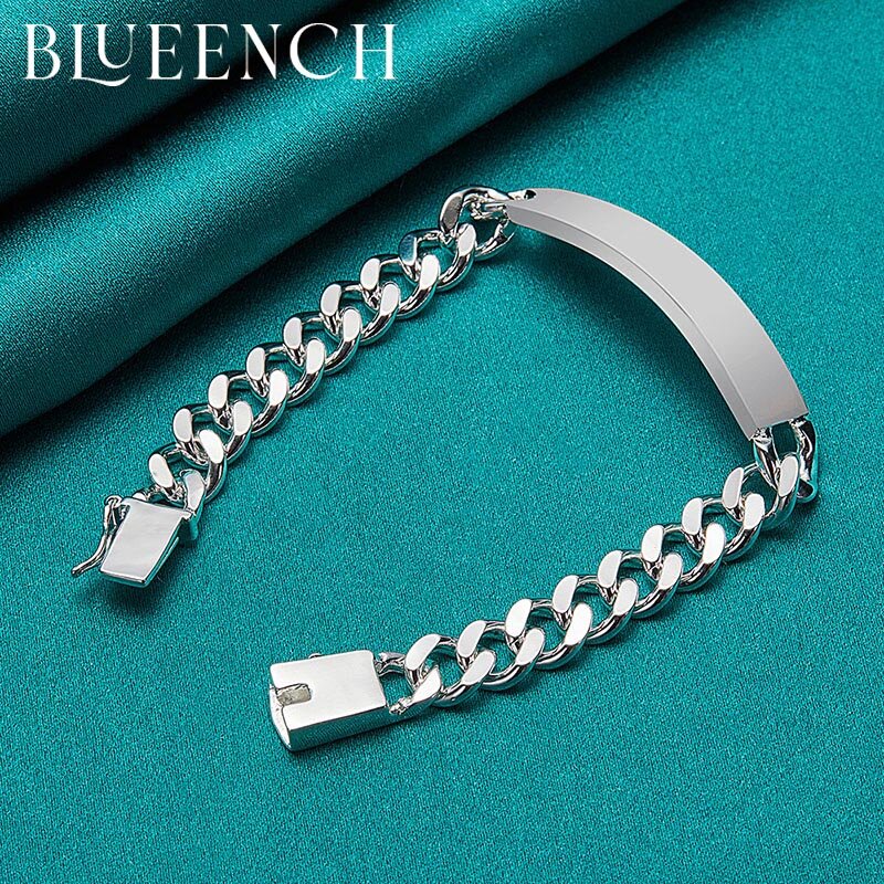Blueench 925 prata esterlina corrente grossa cavalo chicote pulseira adequado para masculino feminino hip hop europeanamerican moda jóias
