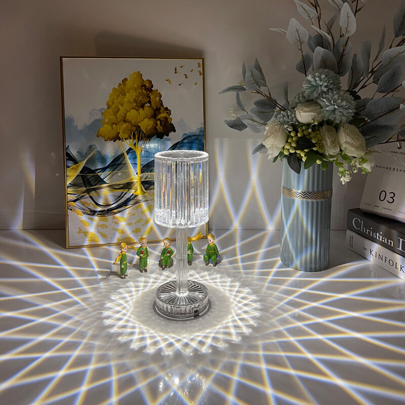 Lâmpada de mesa de cristal toque controle remoto acrílico lâmpada noite recarregável lâmpada de cabeceira led night light luzes da sala decoração