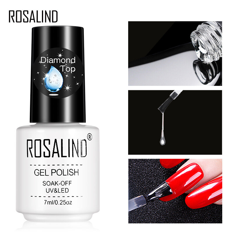 ROSALIND-esmalte de Gel para uñas, Gel de capa superior de diamante, lámpara UV Soak Off, refuerzo, arte de uñas de larga duración, manicura, barniz Lak, imprimación, 7ml