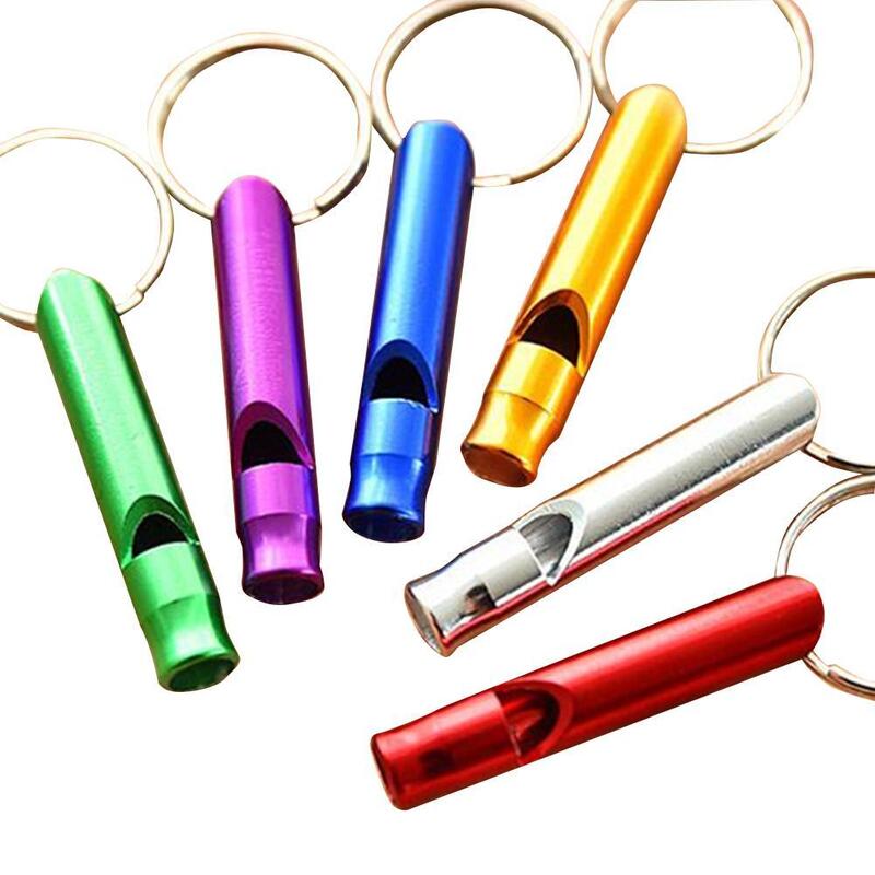 Metal Whistles With Key Ring Colorful Slim Long Multifunctional Emergency Survival Whistle Hiking Camping Dog Training Whistles