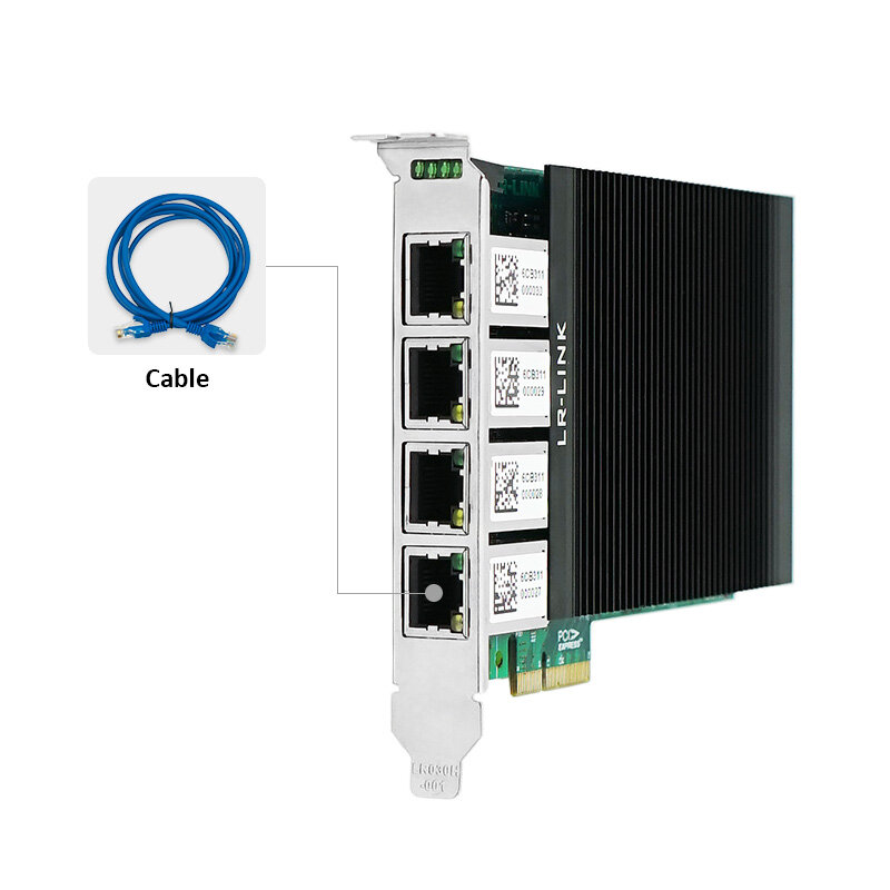 Carte réseau industrielle PCI Express Intel I350, POE + Gigabit Ethernet, 4 ports, LR-LINK