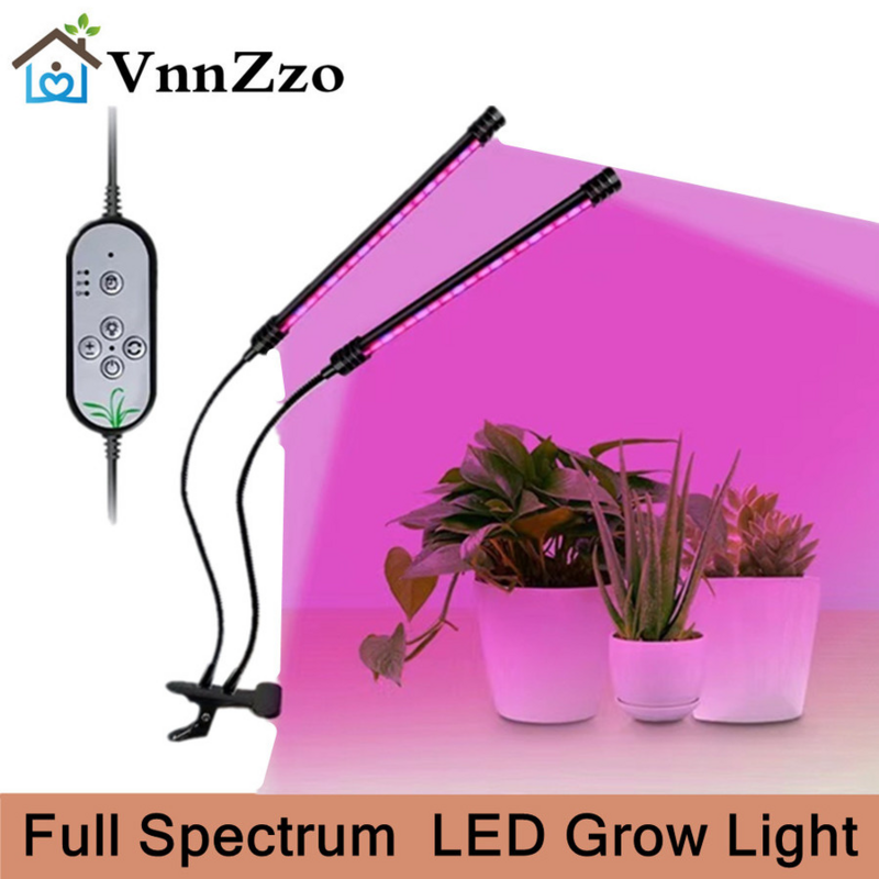 VnnZzo-LED 식물 모종 꽃 홈 텐트용 성장 조명, USB, 피토 램프, 전체 스펙트럼, 피토램프 제어 포함