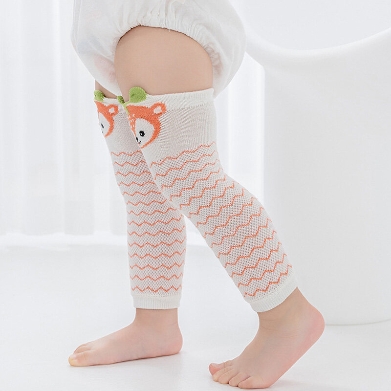 Anti-Mosquito Baby Socks Knee Pads Set Mesh Cartoon New Born Crawling Knee Anti Slip Floor Socks for Girls Boys Home Protect