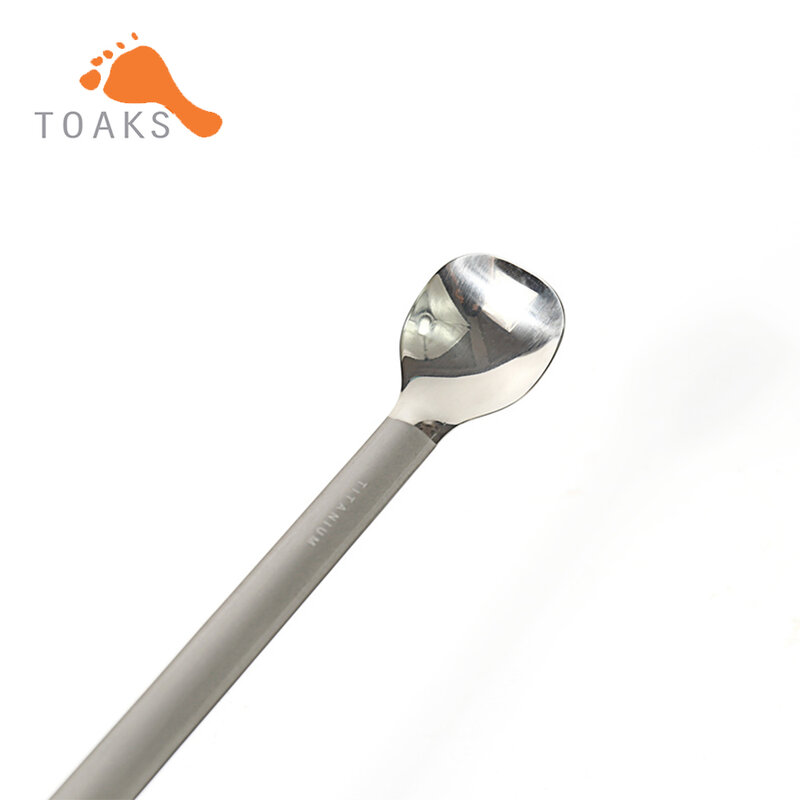 Toaks SLV-11 titanium longo lidar com colher com bacia polida piquenique ao ar livre e utensílios de mesa de uso duplo 220mm 19g